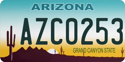 AZ license plate AZC0253
