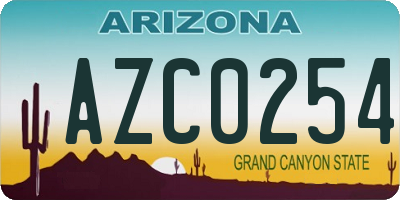 AZ license plate AZC0254