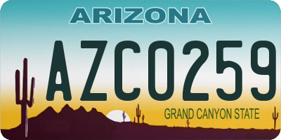 AZ license plate AZC0259