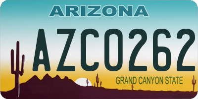 AZ license plate AZC0262