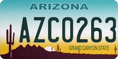 AZ license plate AZC0263
