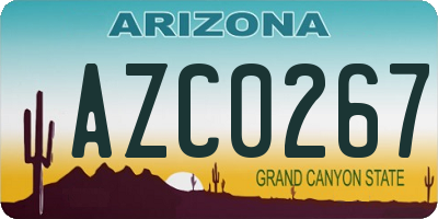 AZ license plate AZC0267