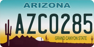 AZ license plate AZC0285