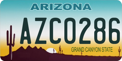 AZ license plate AZC0286