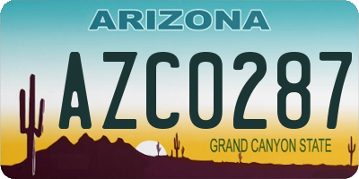 AZ license plate AZC0287
