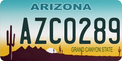 AZ license plate AZC0289