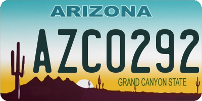 AZ license plate AZC0292