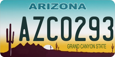 AZ license plate AZC0293