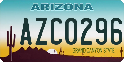 AZ license plate AZC0296