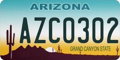 AZ license plate AZC0302