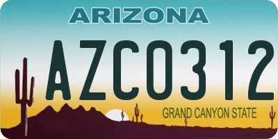 AZ license plate AZC0312