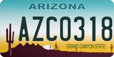 AZ license plate AZC0318