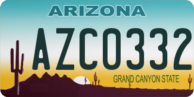 AZ license plate AZC0332