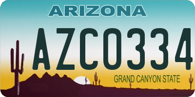 AZ license plate AZC0334