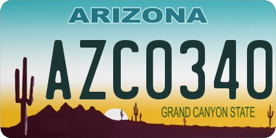 AZ license plate AZC0340