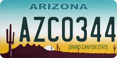 AZ license plate AZC0344