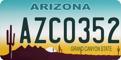 AZ license plate AZC0352