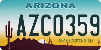 AZ license plate AZC0359