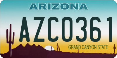 AZ license plate AZC0361