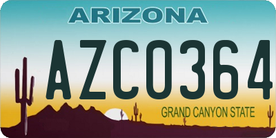 AZ license plate AZC0364