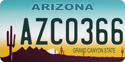 AZ license plate AZC0366