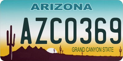 AZ license plate AZC0369