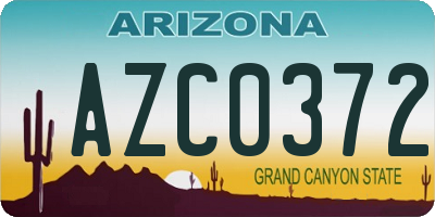 AZ license plate AZC0372