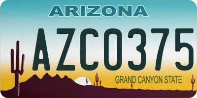 AZ license plate AZC0375