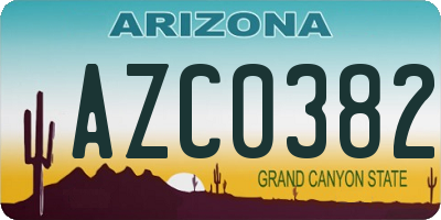 AZ license plate AZC0382