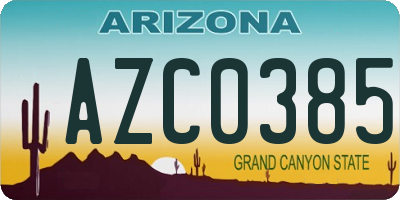 AZ license plate AZC0385