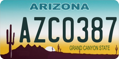 AZ license plate AZC0387