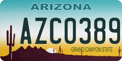 AZ license plate AZC0389