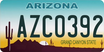 AZ license plate AZC0392