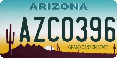 AZ license plate AZC0396