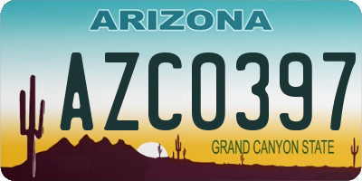 AZ license plate AZC0397