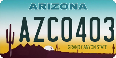 AZ license plate AZC0403