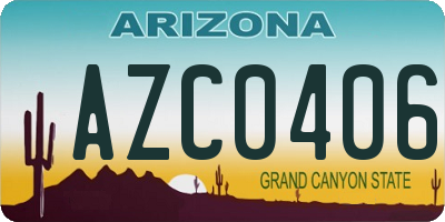 AZ license plate AZC0406