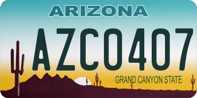 AZ license plate AZC0407