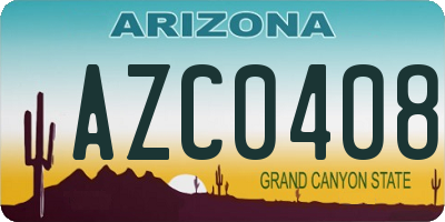 AZ license plate AZC0408