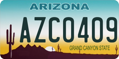 AZ license plate AZC0409