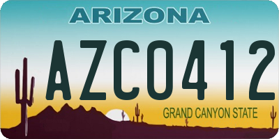 AZ license plate AZC0412