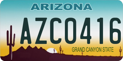 AZ license plate AZC0416