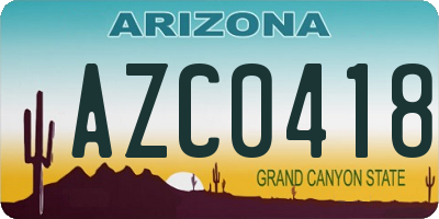 AZ license plate AZC0418