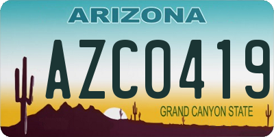 AZ license plate AZC0419