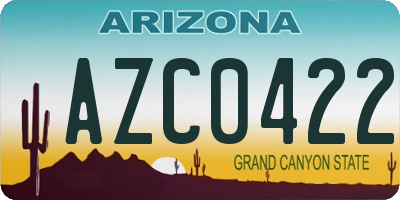 AZ license plate AZC0422
