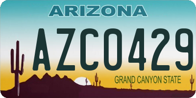 AZ license plate AZC0429