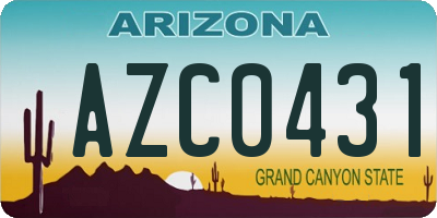 AZ license plate AZC0431