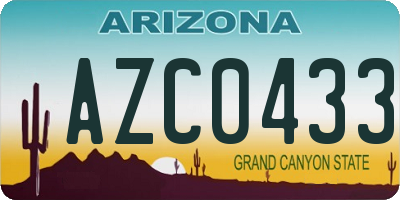 AZ license plate AZC0433