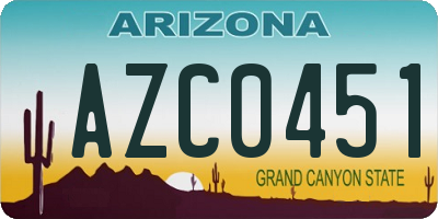 AZ license plate AZC0451