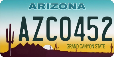 AZ license plate AZC0452